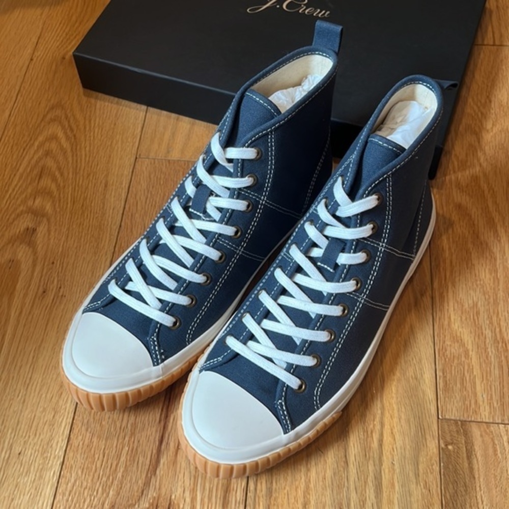 New in box- J. Crew Classic high top sneakers blue Sz 9 - Picture 3 of 9